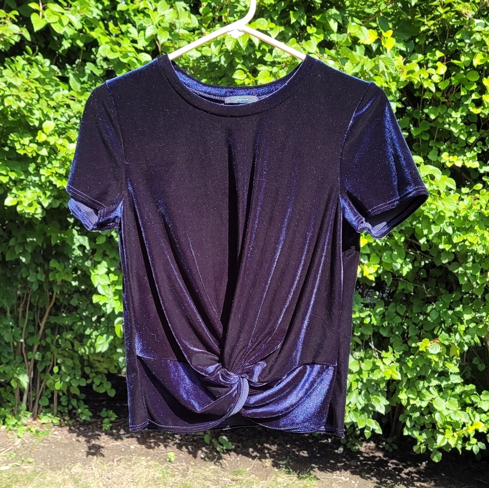 S Soprano Velvet Knotted Shirt Navy